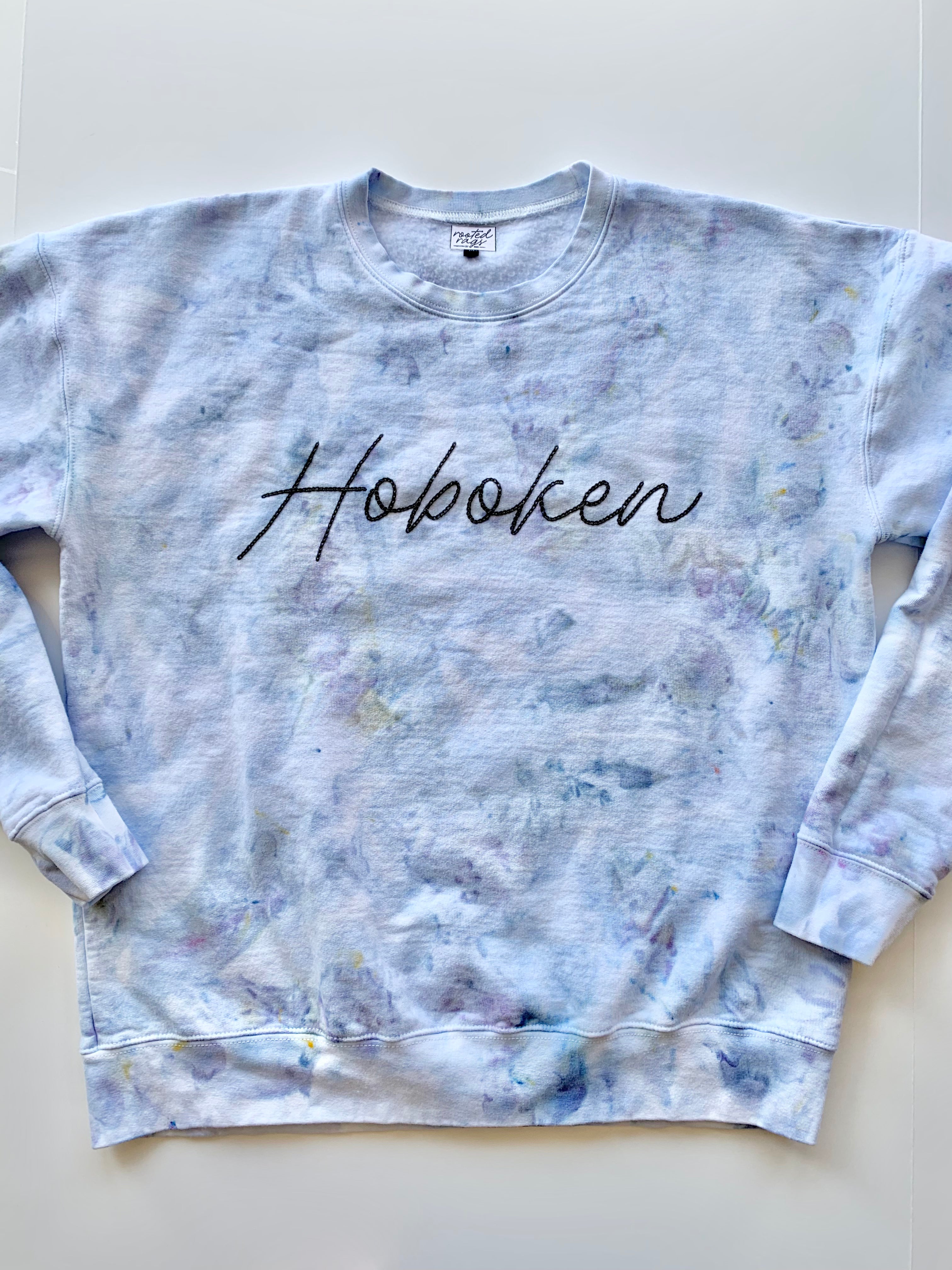 Hoboken Hand Embroidered and Ice Dyed Adult Unisex Sweatshirt