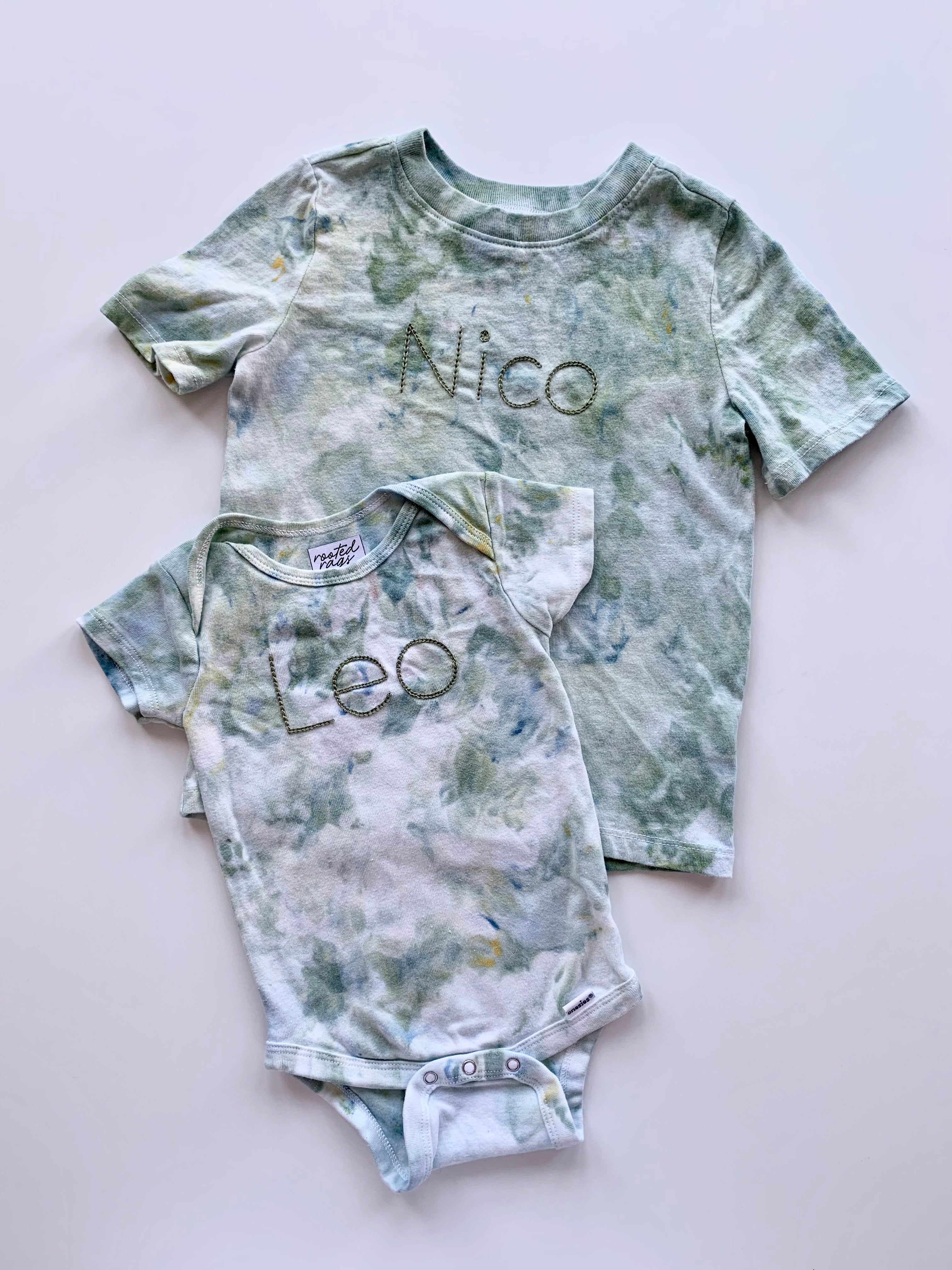 Custom Embroidered Name and Ice Dyed Short Sleeve Onesie® or T-shirt