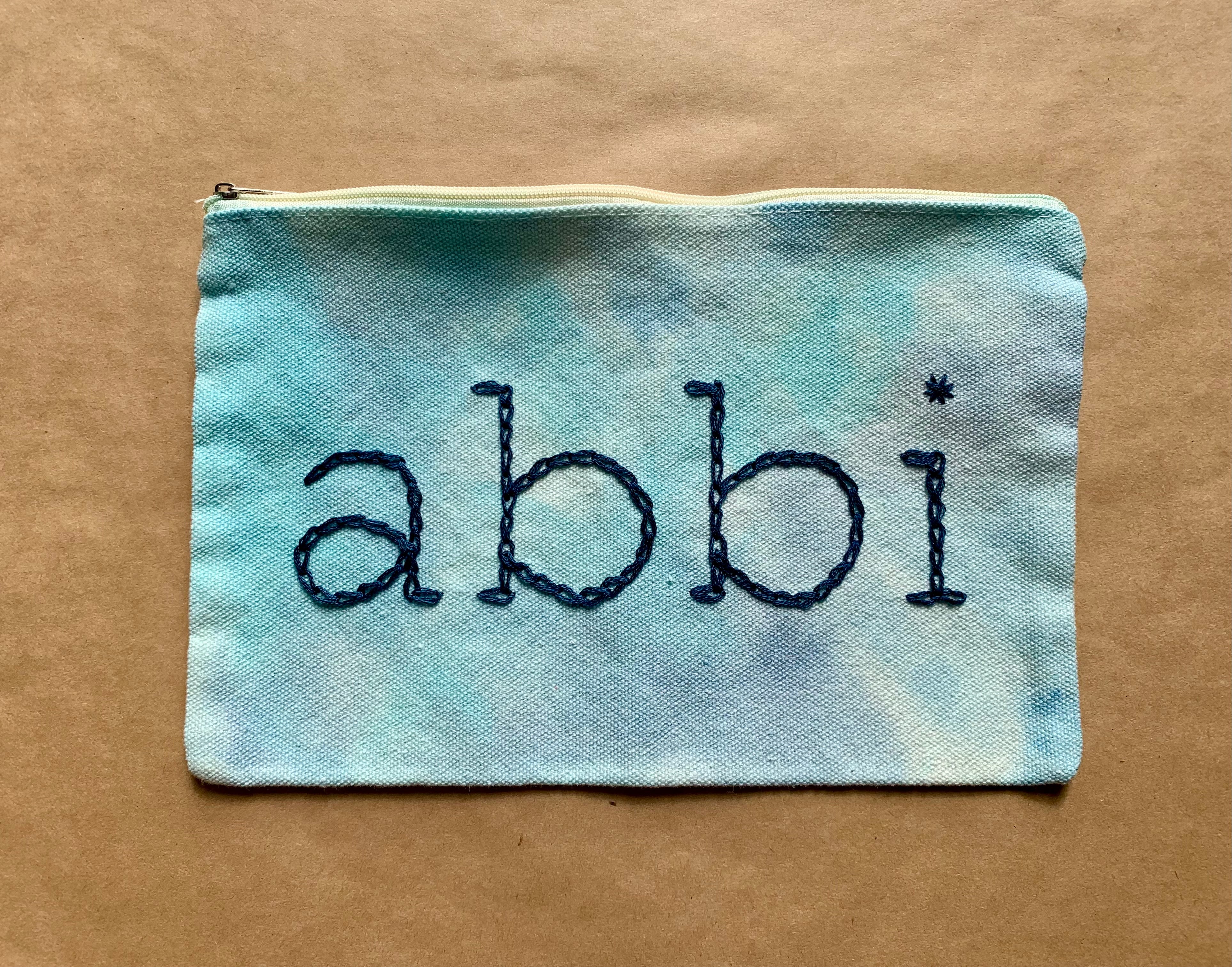 Ice Dyed and Hand Embroidered Pouch