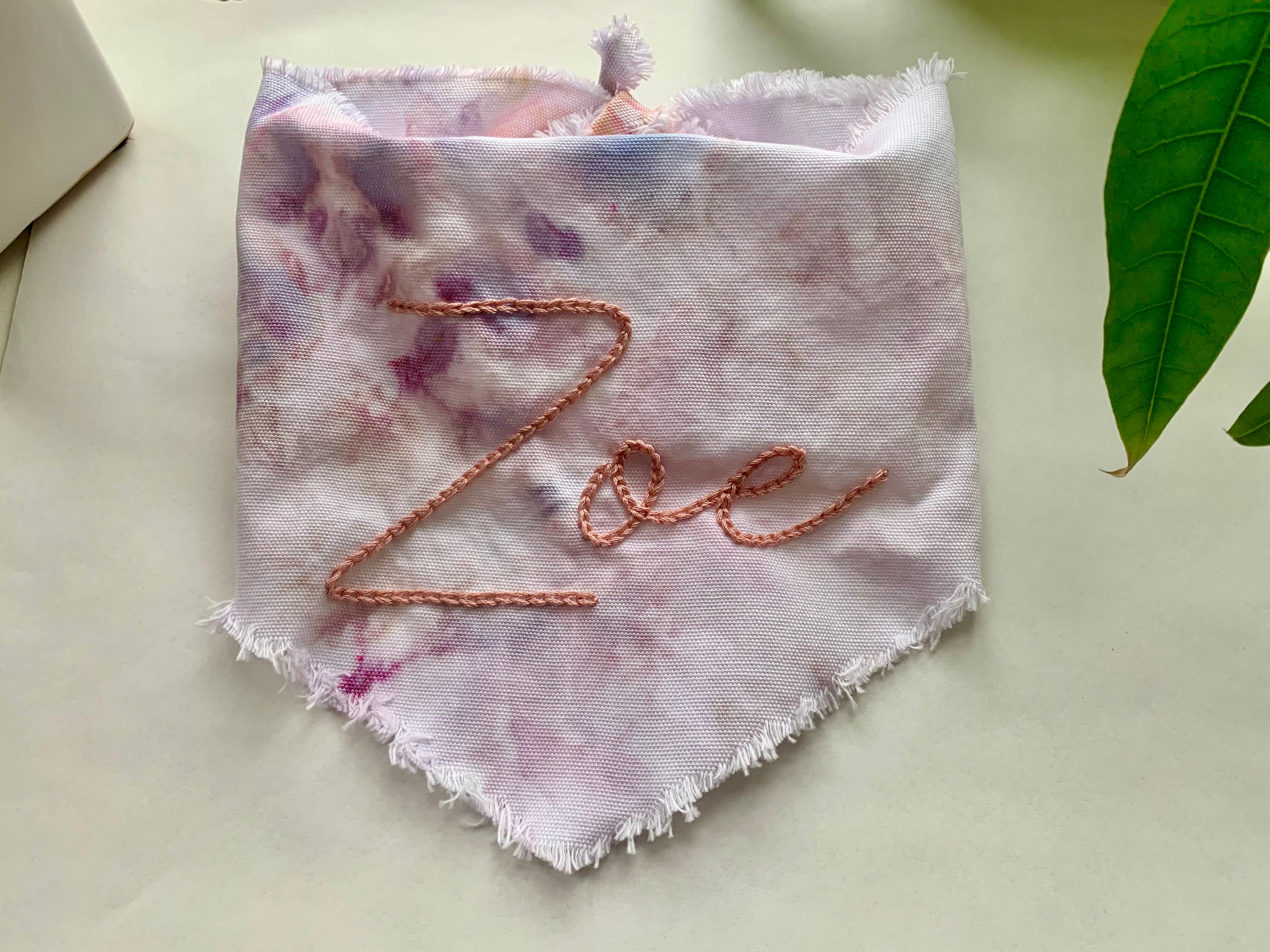 Ice Dyed and Hand Embroidered Pet Bandana