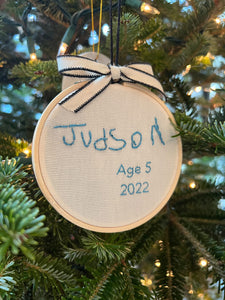 Handwritten Name and Age Ornament/Wall Art