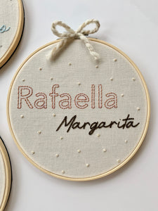 Large Hand Embroidered Name Hoop