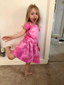 Ice Dyed Girls Short Sleeve Cotton Dress